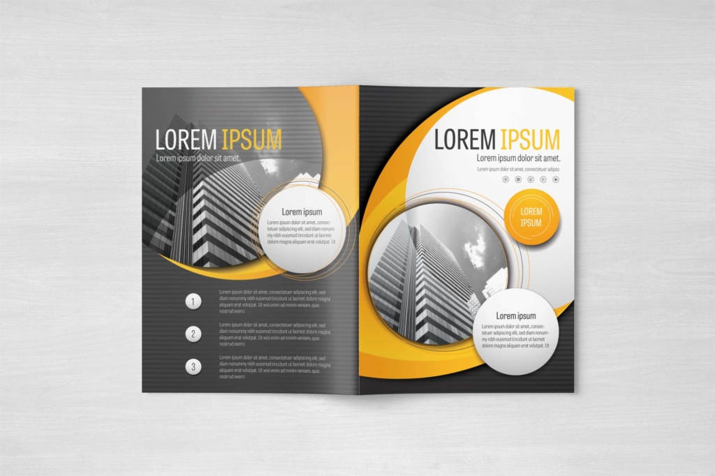 A4 Yellow and Gray Curve Business Brochure Layout Design