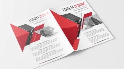 A4 Red and Gray Polygon Elegant Modern Design Element Business Brochure Template
