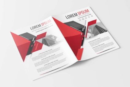 A4 Red and Gray Polygon Elegant Modern Design Element Business Brochure Template