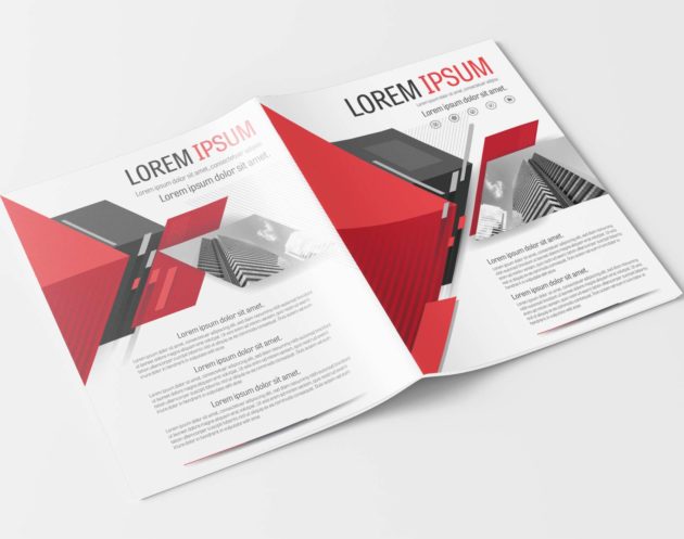 A4 Red and Gray Polygon Elegant Modern Design Element Business Brochure Template