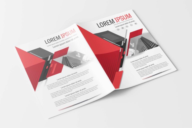 A4 Red and Gray Polygon Elegant Modern Design Element Business Brochure Template