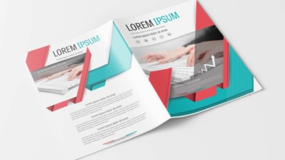 A4 Blue and Red Brochure Layout Template