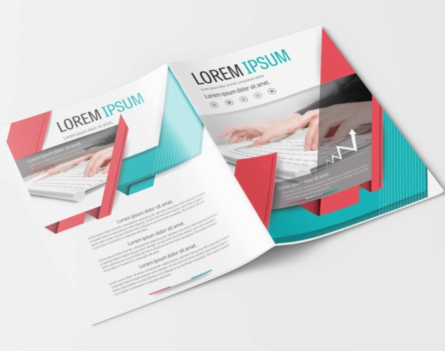 A4 Blue and Red Brochure Layout Template