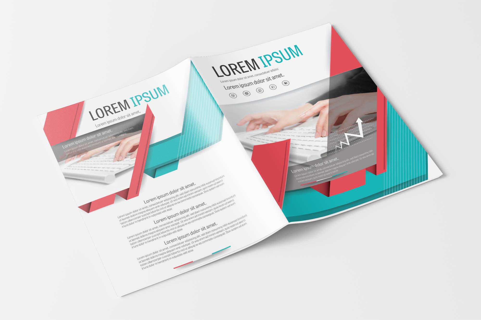 A4 Blue and Red Brochure Layout Template