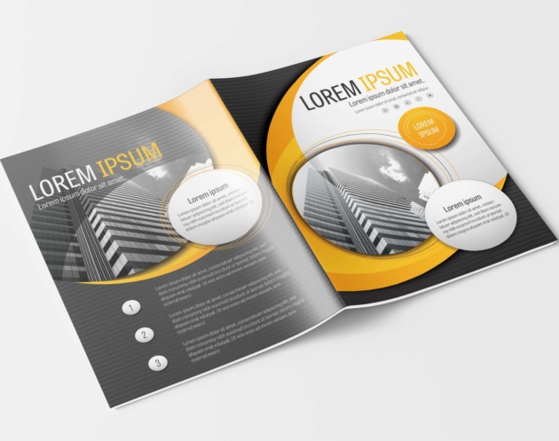 A4 Yellow and Gray Curve Business Brochure Layout Design