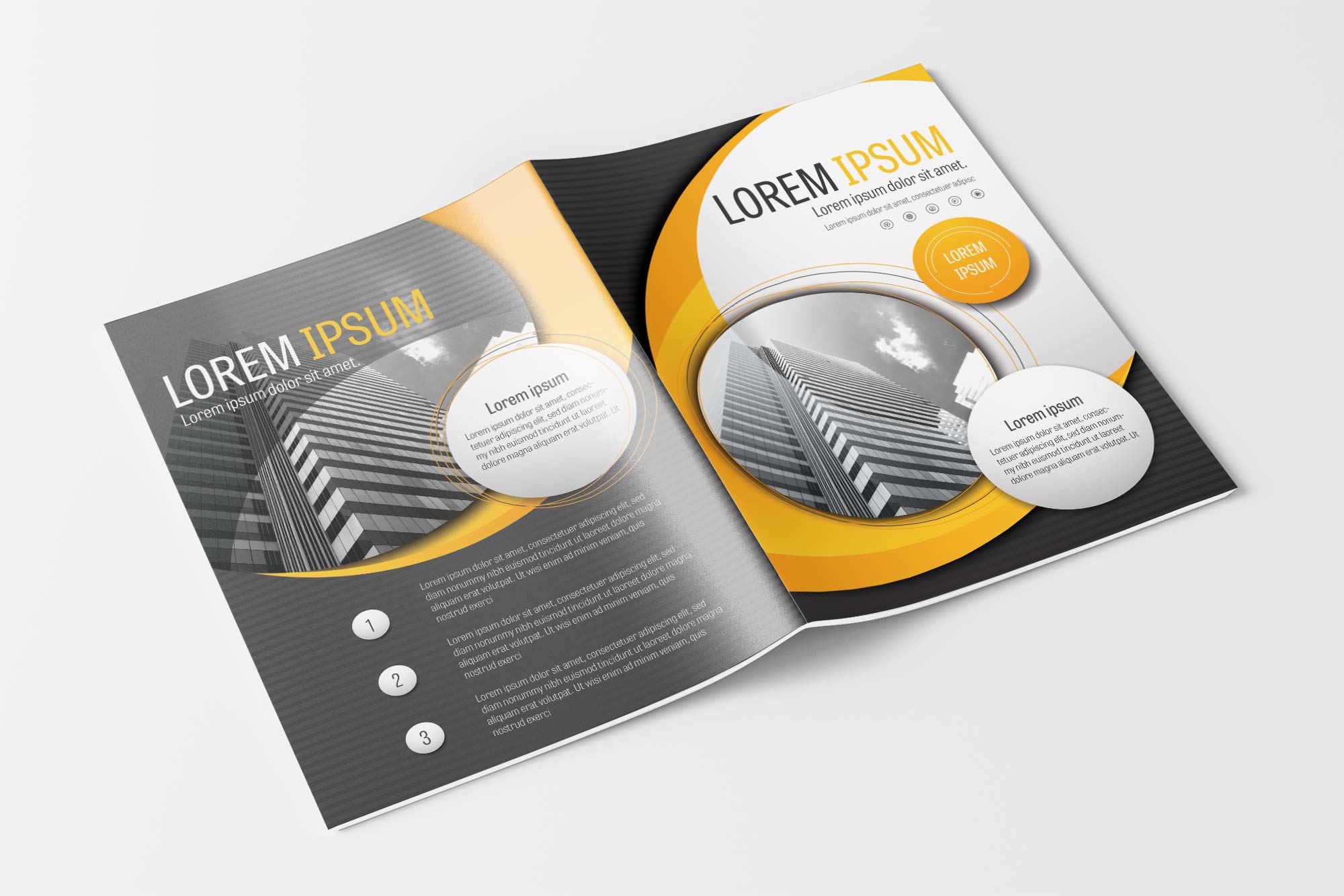 A4 Yellow and Gray Curve Business Brochure Layout Design