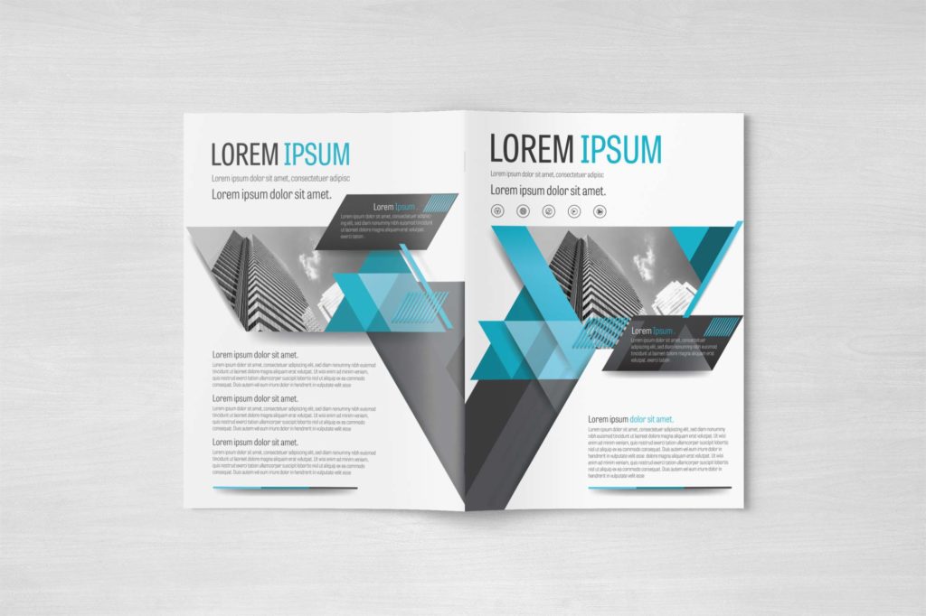 Business Brochure with Blue and Gray Accents