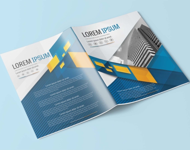 A4 Teal and Yellow Modern Design Layout Brochure Template