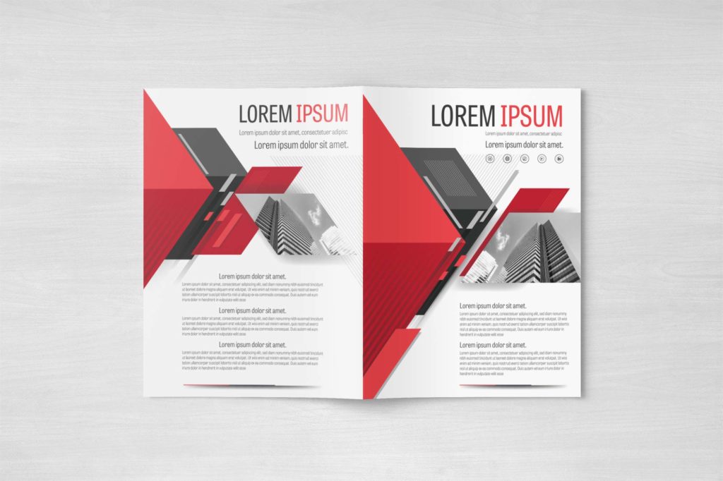 A4 Red and Gray Polygon Elegant Modern Design Element Business Brochure Template