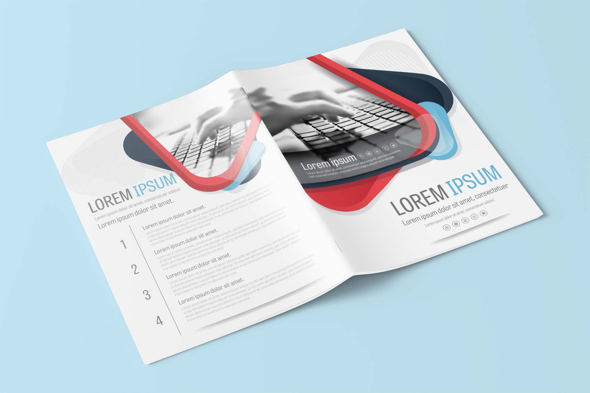 A4 Red and Blue Brochure Design Template