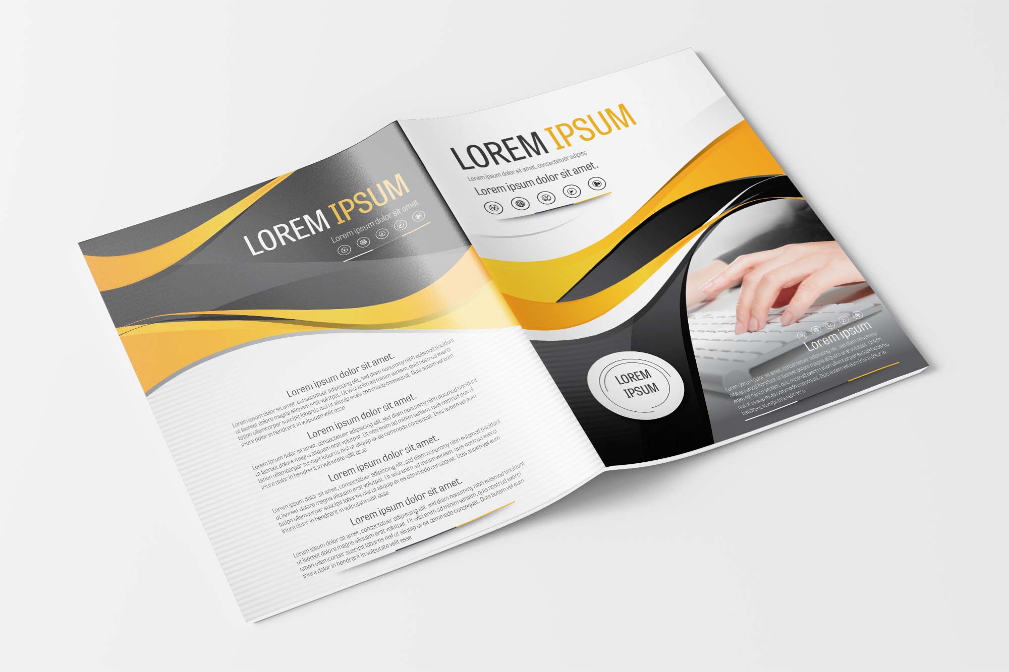 A4 Gray and Yellow Brochure Design Layout Template