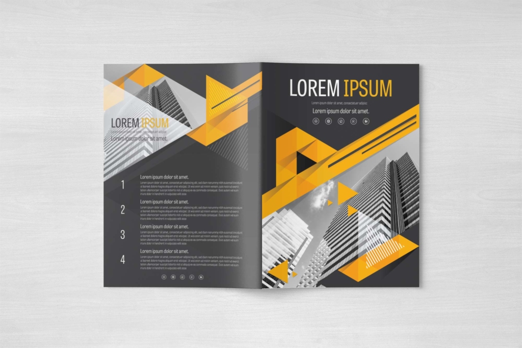 A4 Gray and Yellow Modern Element Design Brochure Layout Template