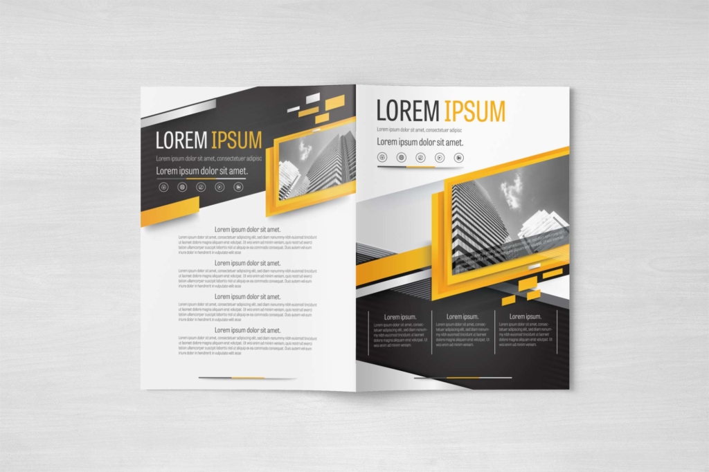 A4 Gray and Yellow Modern Design Layout Brochure Template