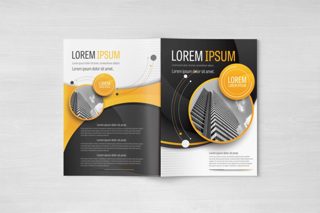 A4 Yellow and Gray Circle Modern Design Element Business Brochure Template