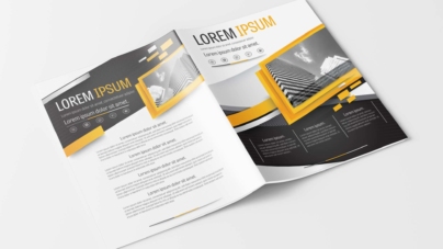 A4 Gray and Yellow Modern Design Layout Brochure Template