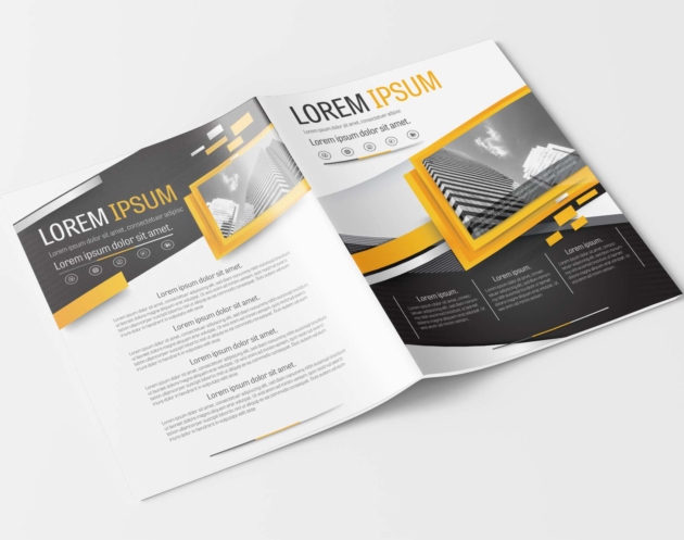A4 Gray and Yellow Modern Design Layout Brochure Template