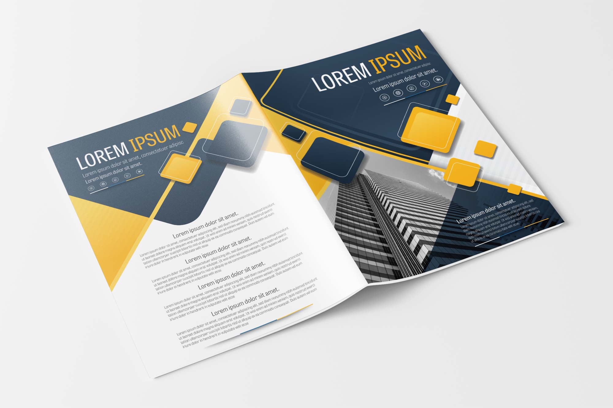 A4 Gray and Yellow Modern Brochure Design Layout Template
