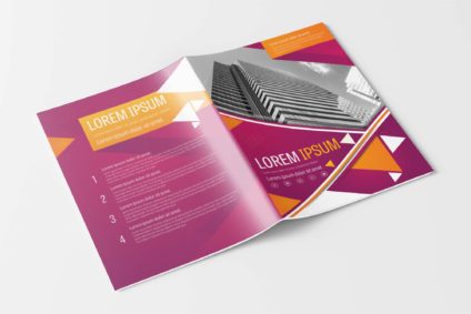 Free Pink and Yellow Creative Design Layout Company Brochure Template