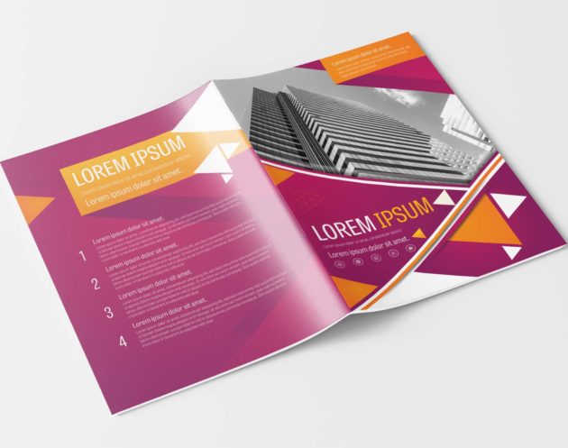 Free Pink and Yellow Creative Design Layout Company Brochure Template