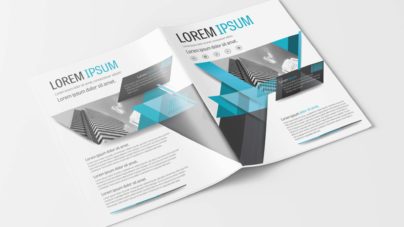 Business Brochure with Blue and Gray Accents