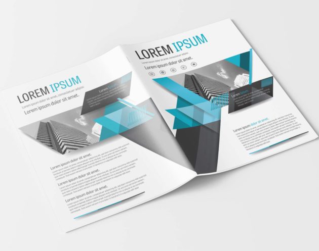 Business Brochure with Blue and Gray Accents