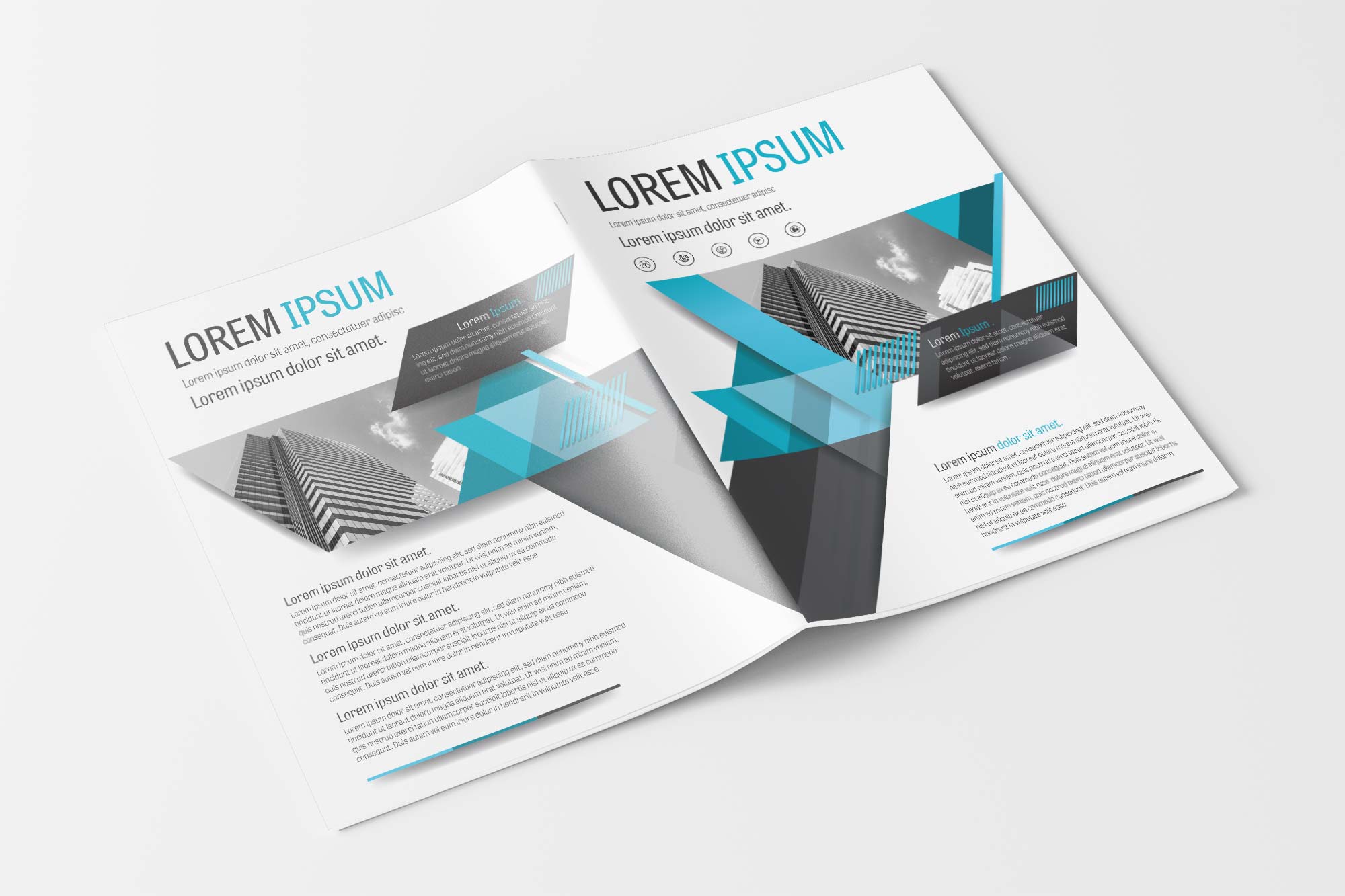 Business Brochure with Blue and Gray Accents