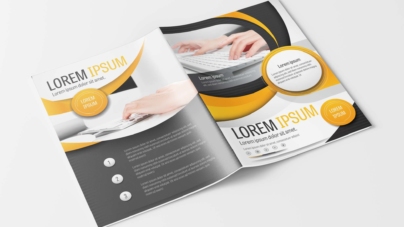 A4 Gray and Yellow Curve Design Layout Template