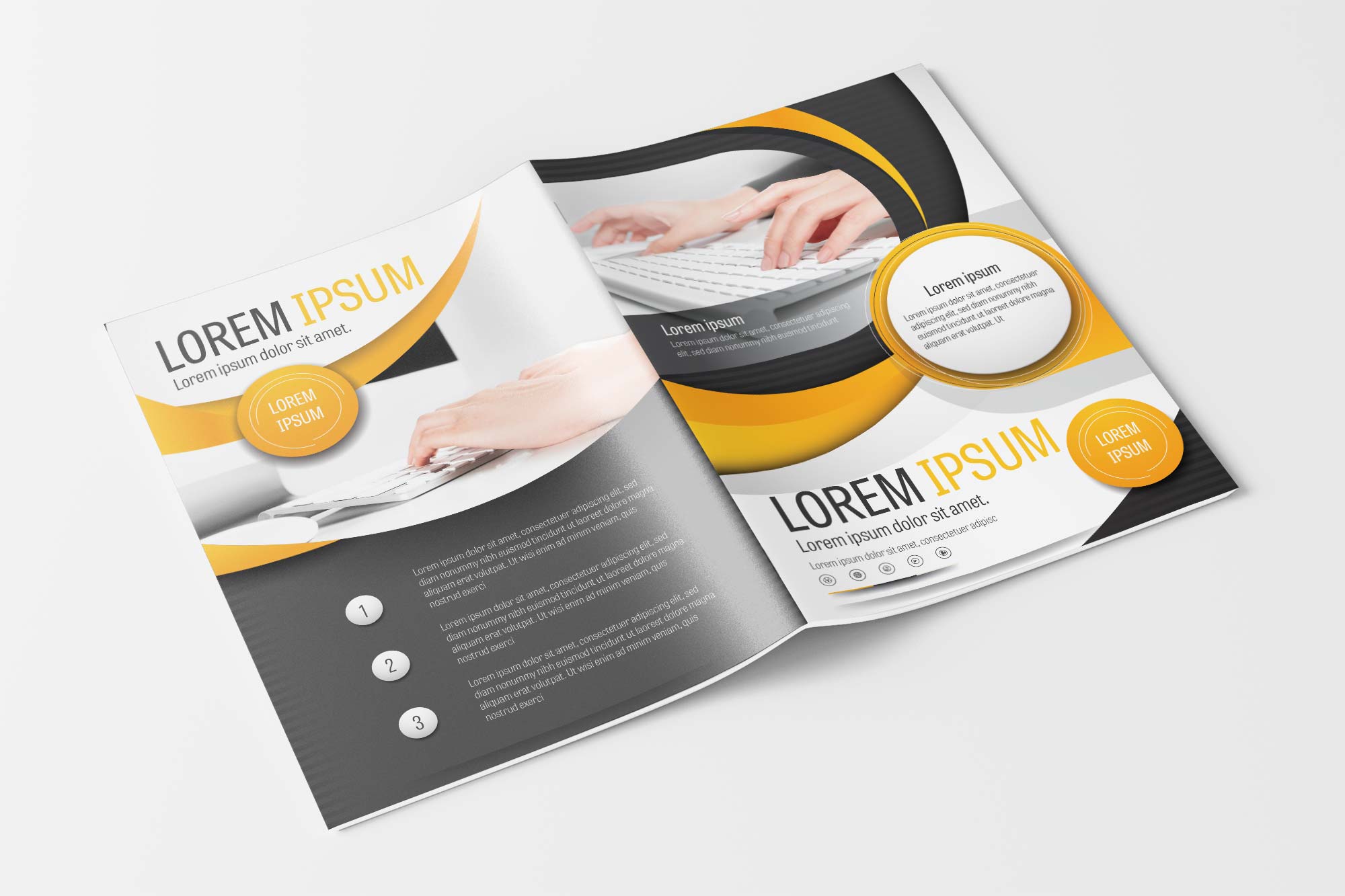 A4 Gray and Yellow Curve Design Layout Template