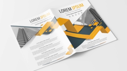 A4 Yellow and Gray Rectangle Modern Design Element Business Brochure Layout Template