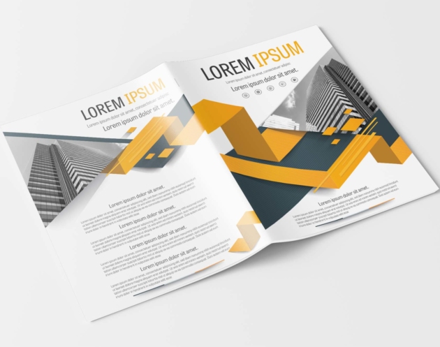 A4 Yellow and Gray Rectangle Modern Design Element Business Brochure Layout Template