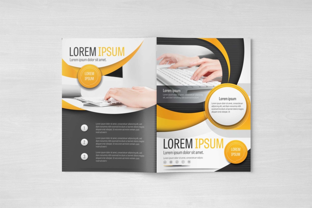 A4 Gray and Yellow Curve Design Layout Template