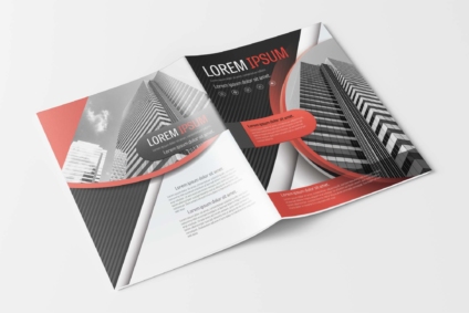 A4 Gray and Red Curve Design Business Brochure Layout Template