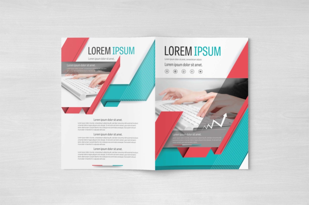 A4 Blue and Red Brochure Layout Template