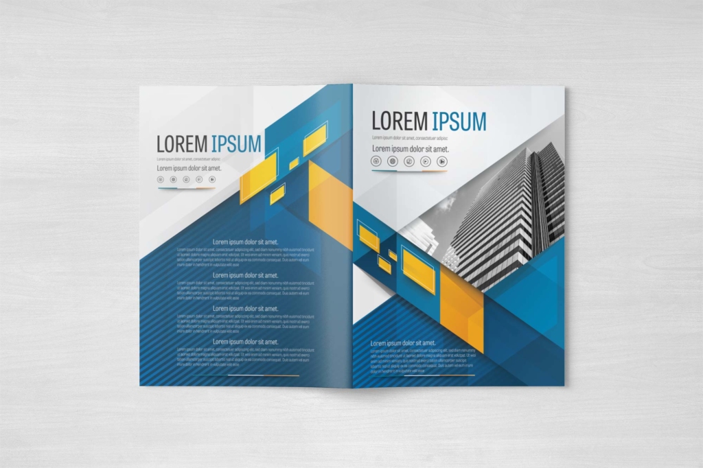 A4 Teal and Yellow Modern Design Layout Brochure Template