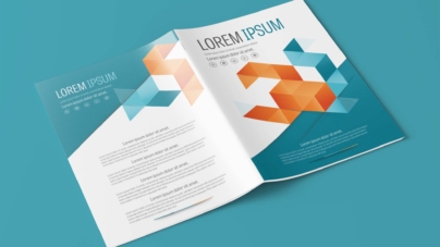 Free Download A4 Blue and Orange Business Brochure Layout Template