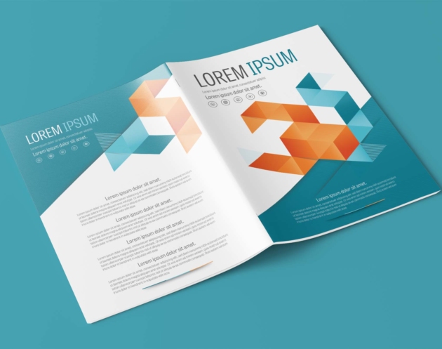 Free Download A4 Blue and Orange Business Brochure Layout Template