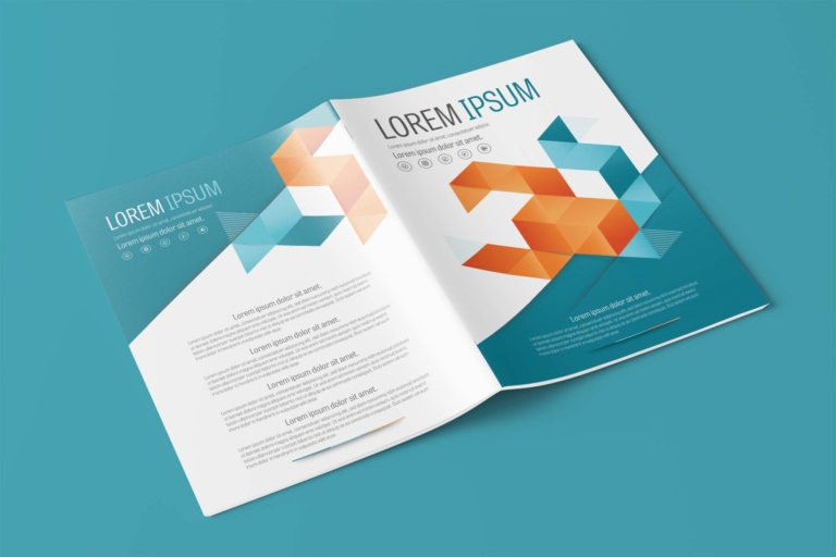Free Download A4 Blue and Orange Business Brochure Layout Template