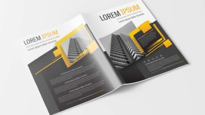 A4 Business Brochure Modern Design Layout Template with Yellow and Gray Accents