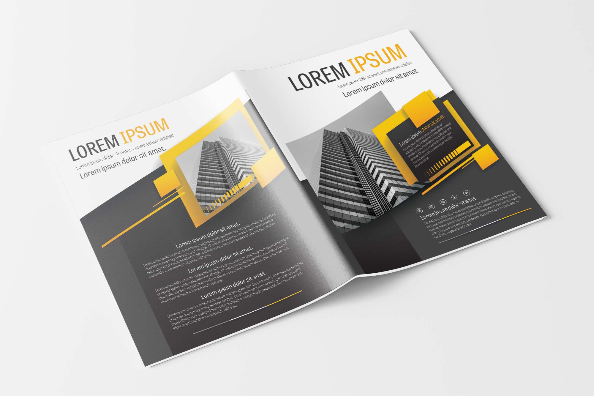 A4 Business Brochure Modern Design Layout Template with Yellow and Gray Accents