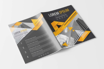 A4 Gray and Yellow Modern Element Design Brochure Layout Template