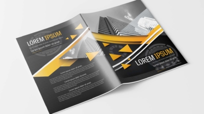 A4 Gray and Yellow Modern Triangle Design Element Brochure Template