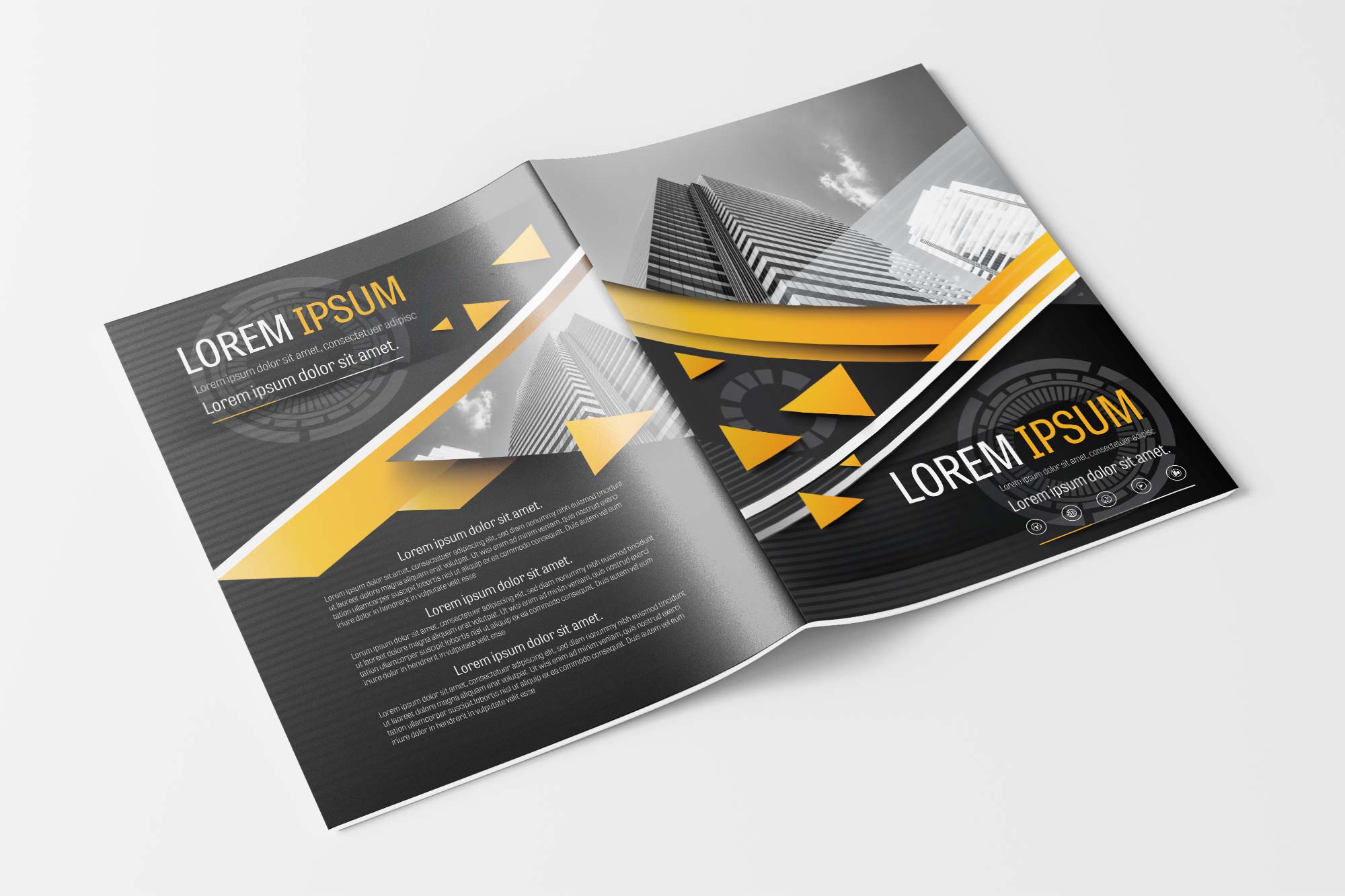 A4 Gray and Yellow Modern Triangle Design Element Brochure Template