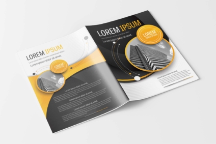 A4 Yellow and Gray Circle Modern Design Element Business Brochure Template