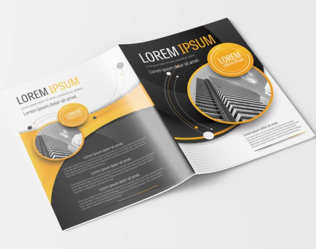 A4 Yellow and Gray Circle Modern Design Element Business Brochure Template