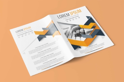 A4 Orange Triangle Brochure Layout Template