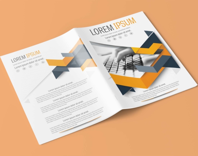 A4 Orange Triangle Brochure Layout Template