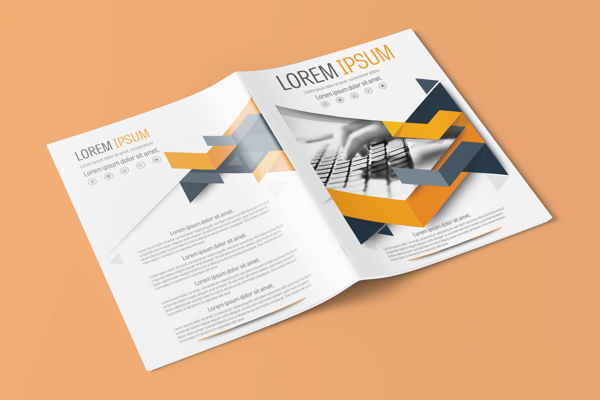 A4 Orange Triangle Brochure Layout Template