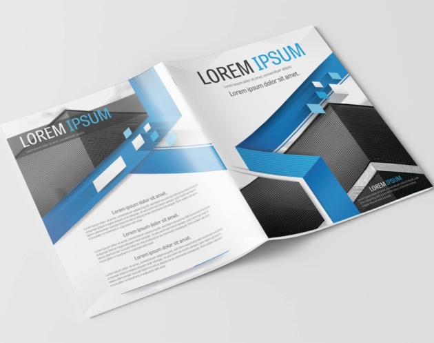 Free Vector Brochure White and Blue Layout Template