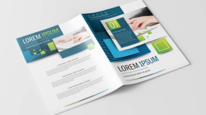 Free Business Brochure Design Template with Blue and Green