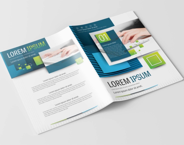 Free Business Brochure Design Template with Blue and Green